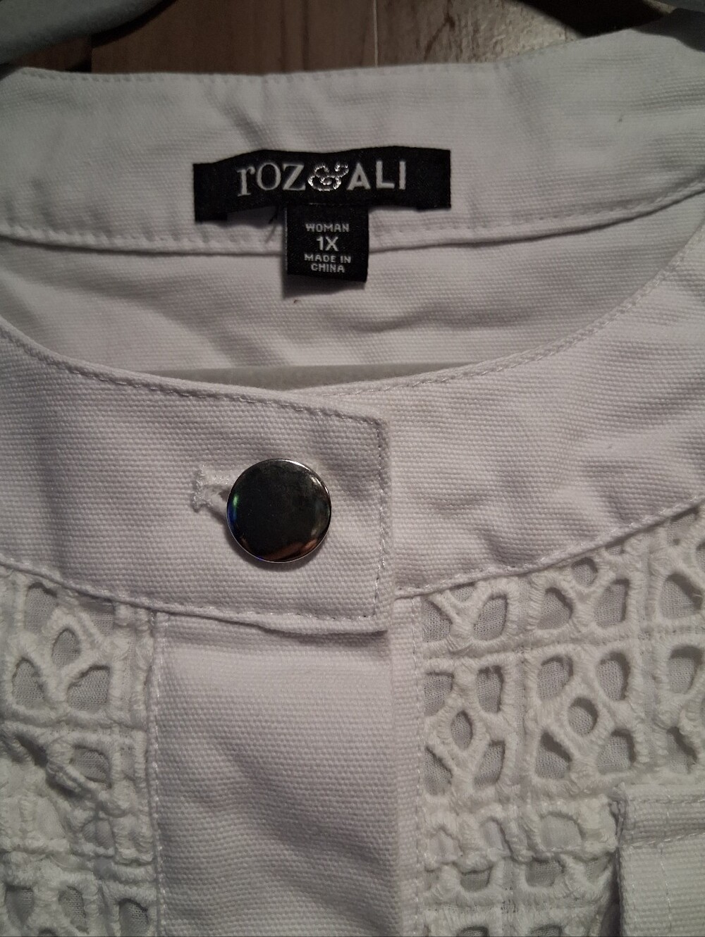 White Crochet-Panel Jacket - Picture 2 of 3